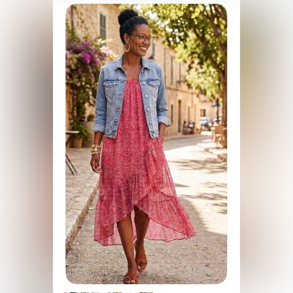 H&M Red Sheer High Low Dress